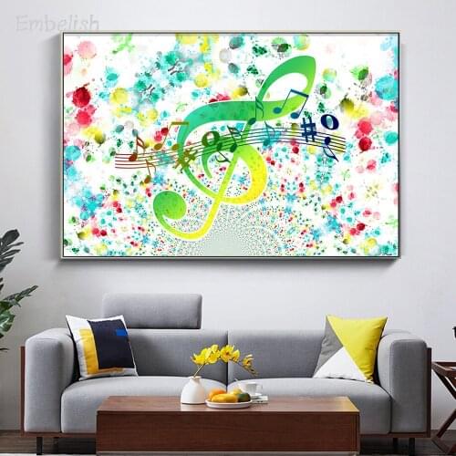 1 Pieces Creative Music Note Modern Home Decor HD Spray On Canvas Oil Paintings For Living Room Pictures Bedroom Wall Posters