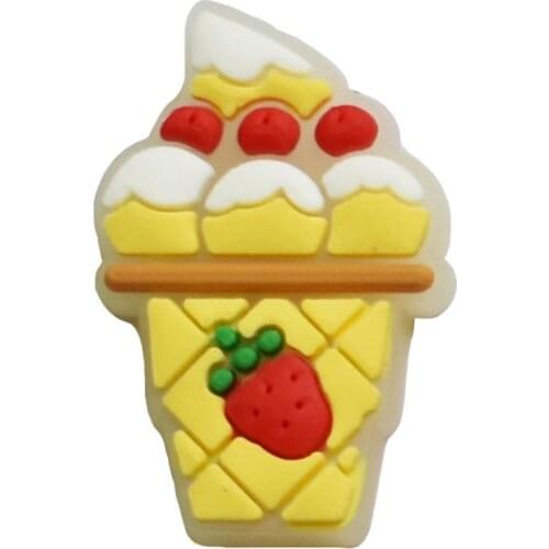 10 pcs Clear Printed Buttons With Fluorescent Shoes Decoration Ice Cream Lollipop Popsicles Chips Hamburger Rice Balls