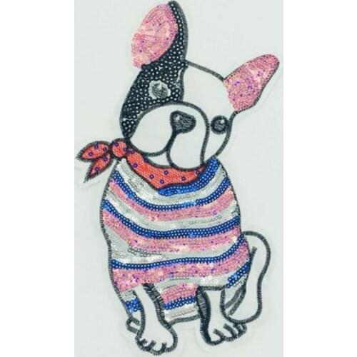 15pcs/Lot Embroidery Patches Letters Clothing Decoration Accessories Animal Dog Sequins Diy Iron Heat Transfer Applique