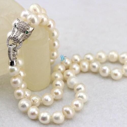 20" 8-10mm White Heavy Surface AA Freshwater Pearl Necklace