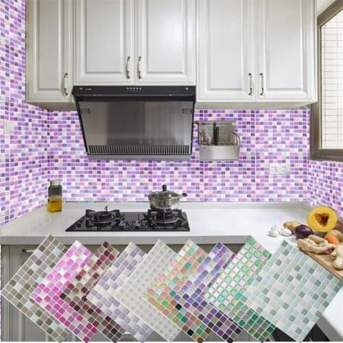 3D Mosaic Wall Mural Tile Sticker Peel and Stick Self Adhesive Waterproof Vinyl Wallpaper DIY Kitchen Bathroom Home Decor Design