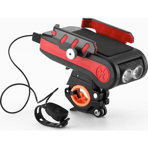 4 In 1 Rechargeable MTB Bicycle Light Flashlight for Bike Light Bell Horn Bicycle 2400/4000 MAh Multifunctional Bike Accessories