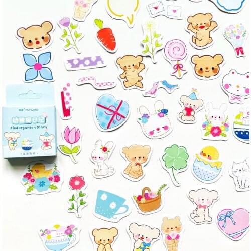 45 pcs /Pack Animals Bear Rabbit Diary Cartoon Handbook Diary Decoration Sealing Sticker for Album