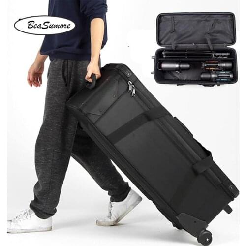 BeaSumore Photographic lamps storage Rolling Luggage High capacity Trolley Professional photography Suitcase Wheels