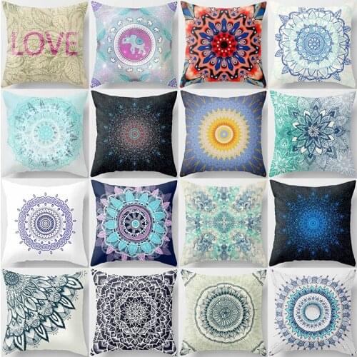 Love letters round mandala flowers pattern pillow cases short velvet high quality square thick pillow case covers 45cmby45cm