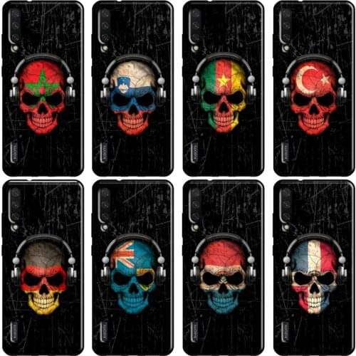 DJ Skull Morocco Spain Ghana Flag Soft For Xiaomi Mi 11 9T 10T Pro 8 9 A1 A2 A3 Mi Note 10 Lite Phone Case For POCO X3 M3 Cover