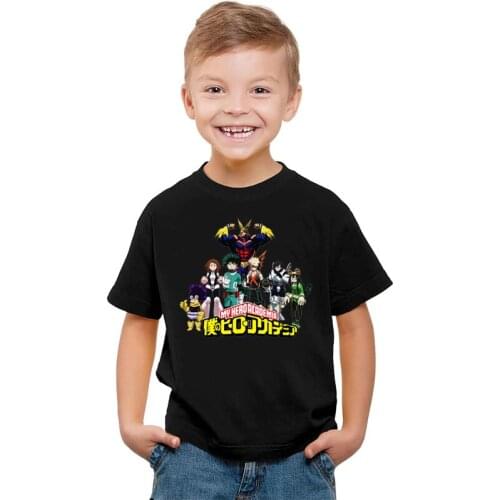 Anime My Hero Academic Print Tshirt Boy Koszulki Meskie Girls T Shirt Funny Black My Hero Academic T Shirts Kids Baby Clothes