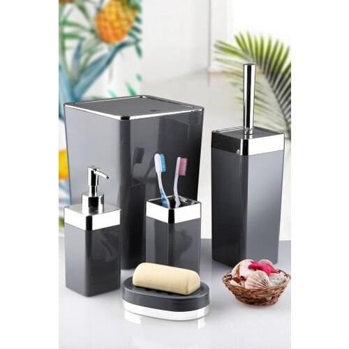 Imera Square Acrylic Bathroom Set 5 Piece Gray
