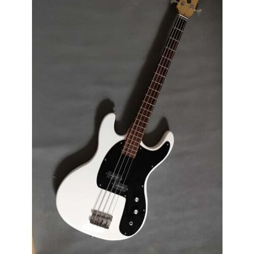 Customized 4 string electric bass, white body, free delivery