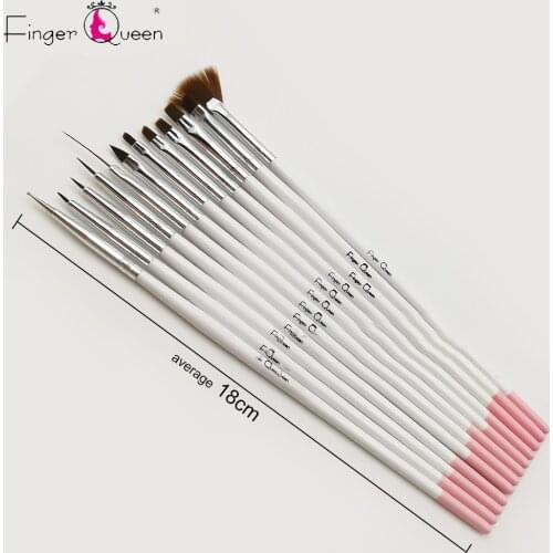 12Pcs Nail Art Brush Liner Dotting Design Acrylic Builder Flat Crystal Painting Drawing Carving Pen UV Gel Manicure Tool B024