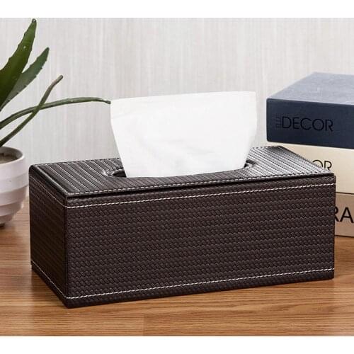Tissue Box Desktop Seal Baby Wipes Paper Storage Box Household Faux Leather Dust-proof With Lid Tissue Box Home Office Decor