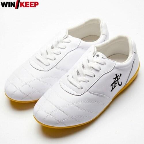 Spring Summer Unisex Kung Fu Shoes Soft Cow Leather Martial Arts Wing Chun Training Sneakers Tai Chi Flats Sport Shoes Plus Size