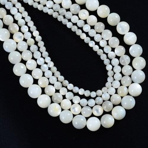 Round White Mother of Pearl Beads Natural Shell Loose Beads For Jewelry Making DIY Bracelet Necklace Accessories Size 4/6/7/9mm