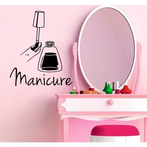Manicure Wall Stickers for Girls Room Home Decoration Accessories Waterproof Wall Decals Nail Care Salon Wall Decor Murals P175