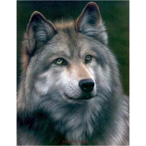 Embroidery Counted Cross Stitch Kits Needlework - Crafts 14 ct DMC DIY Arts Handmade Decor - Grey Wolf