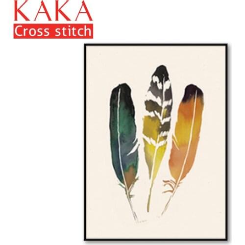 Cross stitch kits,Embroidery needlework sets with printed pattern,11CT-5D canvas for Home Decor Painting,Feather CKR0007