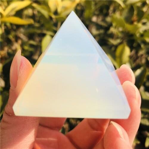 Natural White Opal Stone Pyramid Crystal Energy Point Meditation Wand Decoration