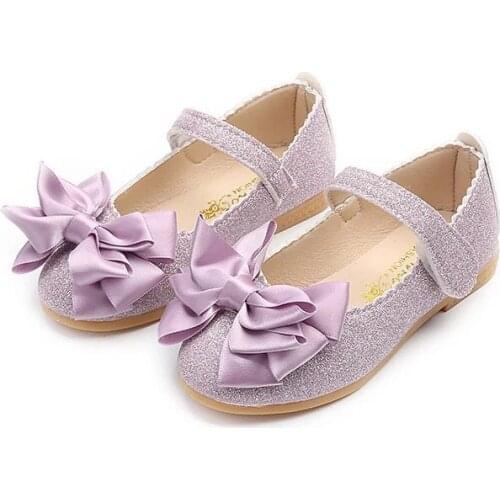 Spring New Childrens Princess Shoes Girls Single Shoes Childrens Bright Leather Girls Bow Flat Shoes Kids Small Leather Shoes