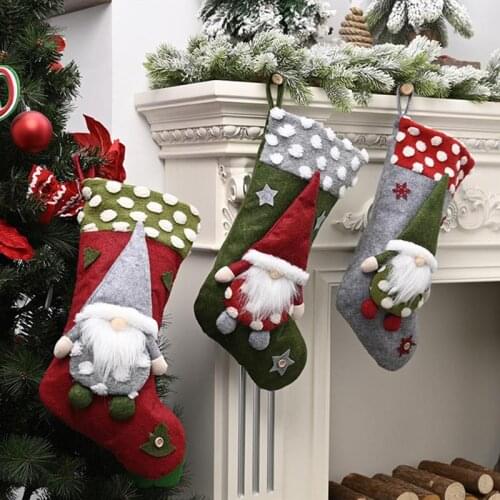 New Year Christmas Stocking Sack Xmas Gift Candy Bag Noel Christmas Decorations for Home Natal Navidad Sock Christmas Tree Decor