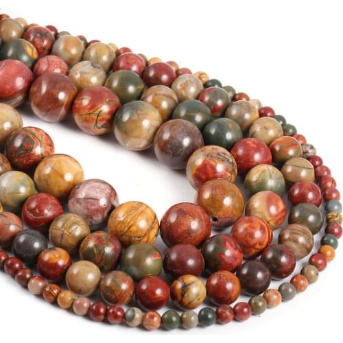 Wholesale Natural Stone Beads Colorful Picasso Loose Beads For Jewelry Making DIY Necklace Bracelet 15'' Size 4/6/8/10/12mm
