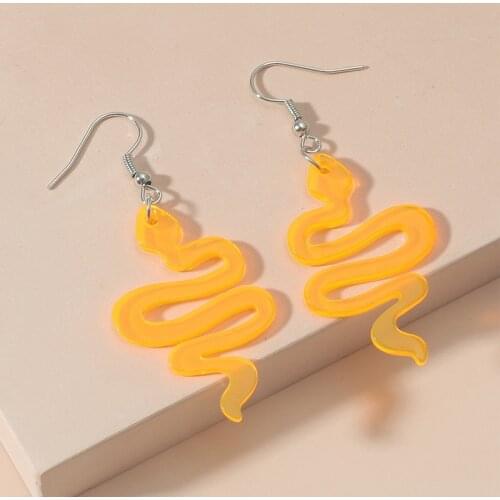 Origin Summer Unique Design Twist Snake Dangle Earrings for Women Crazy Neon Green Yellow Arcylic Twisted Animal Long Earring
