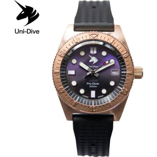 Uni-Dive Csun8 40mm Original Bronze Diving Timepiece Men Diver Watches Automatic Mechanical watch Copper Bezel AR Coating 300M