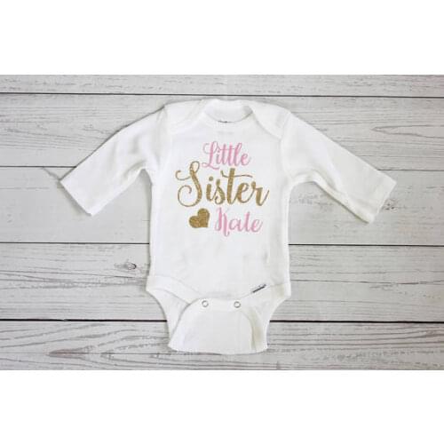 Personalized name Little Sister birthday baby bodysuit onepiece romper Outfit Take Home toddler shirt baby shower party favors