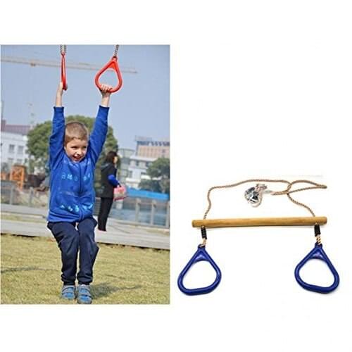 80 Kg Anti-Slip Swing Seat with Gym Rings Swing Flying Pull Up Ring Outdoor Indoor Sports Fun Game for Children Kids