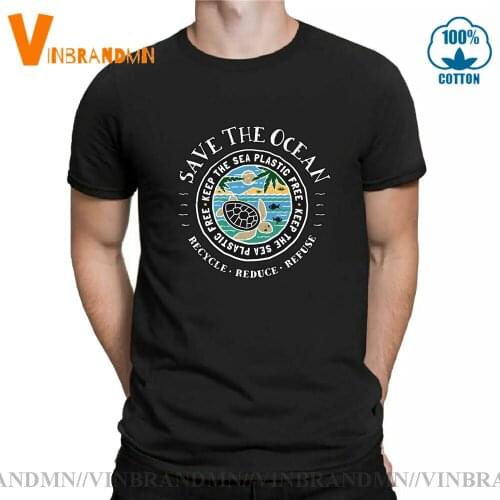 Dropship Camiseta Vintage Save The Ocean Save A Turtle T shirt men Sea Turtle T shirt Stop Pollution Protect Environment shirt