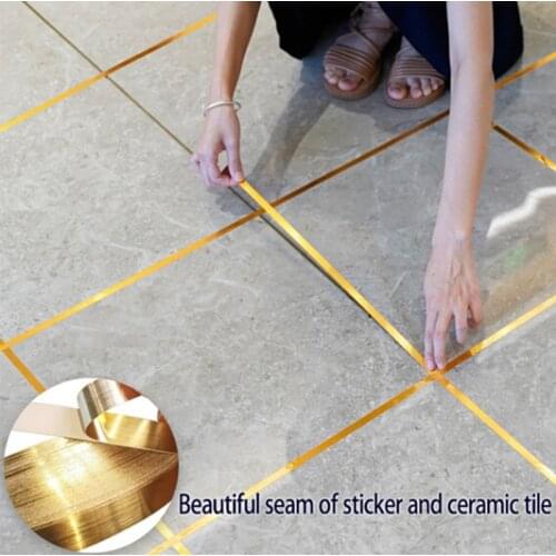 Mold Proof Gap Tape Self Adhesive Seam Wall Line Paste 50 Meters Gold Foil Line Floor Tile Ground Strip Tape