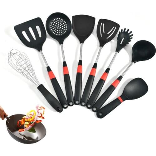 Silicone Kitchenware Aprons Handle Spoon Scoop Non-stick Cooking Utensils High Temperature Resistant Home Kitchen Supplies
