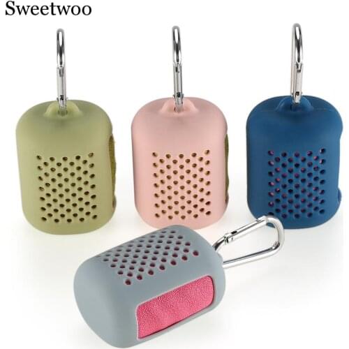 Travel Foldable Mini Towel Portable Hiking Camping Quick Dry Towel With Silicon Case Outdoor Tool Sports Face Hand Towel