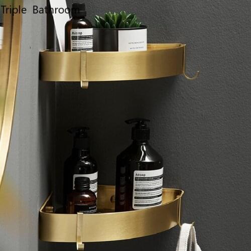 Modern Wall Mounted Bathroom Accessories Shelf Organizer Shower Storage Rack Corner Shelves Aluminum Toilet Shampoo Holder