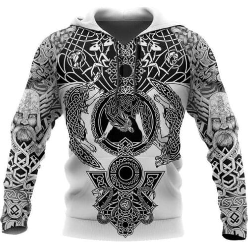 New pattern Viking Tattoo 3D Printed Men hoodies Harajuku Fashion Hooded Sweatshirt Autumn Unisex jacket zipper tracksuit