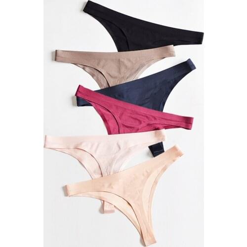 Size M-XXL Ice Silk G String Briefs Sexy Women Panties Seamless T Back Thong for Girls Underwear Temptation Ladies Underpants