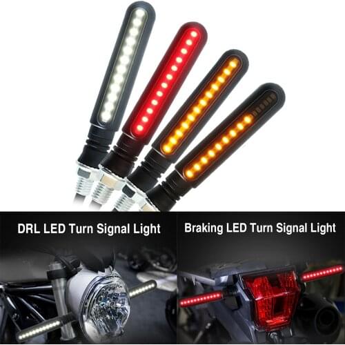 Universal Motorcycle Turn Signal Lights Stop Signal Flowing Water Lights Tail Flasher/Running Blinker DRL Motorcycle Accessories