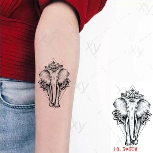 Waterproof Temporary Tattoo Stickers Lotus Elephant Ear Nose Ivory Tattoos Flash Tattoo Body Art Fake Tattoos for Men Women