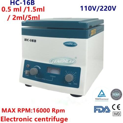 High-Speed Centrifuge HC-16B 0.5 ml 1.5ml 2ml 5ml Electronic Laboratory Centrifuge Medical Practice Machine 16000 Rpm 110V/220V