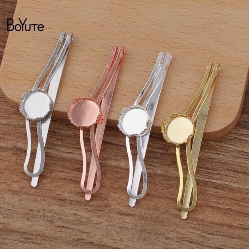 BoYuTe (20 Pieces/Lot) 66*10MM Hairpin Bangs Clip Welding 12MM Crown Blank Tray Base Diy Hair Accessories Materials