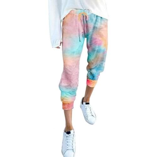 Tie-dyed Women Pants High Waist Drawstring tie trousers Spring Sports Fitness Elastic Belt trousers Streetwear 2021 штаны