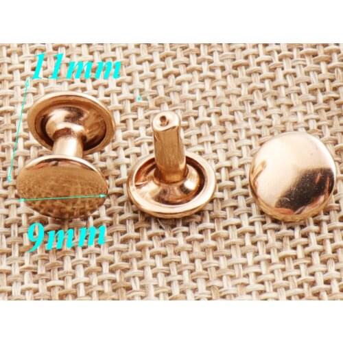 100-200sets Pale Gold Double Cap Rivets,round rapid rivet Domed,Leather craft Rivet Fastener Snaps Prong Studs rivet jewelry