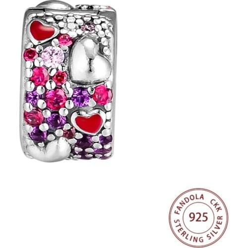 100% 925 Sterling Silver Asymmetric Hearts of Love Charms Beads for Jewelry Making Fits Women Original Bracelet berloques