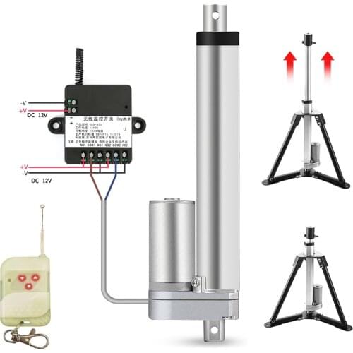 12V Linear Actuator + RF Remote Control Metal Gear Linear Motor 50mm 100mm 150mm 200mm 250mm Stroke Moving Distance 1500N 30W