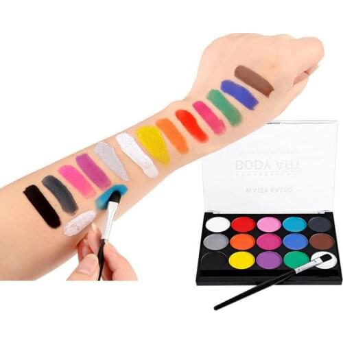15 Colors Artist Fancy Washable Kids Adult Face Body Watercolor Oil Paints Solid Pigment Brushes Tool set Oil Paint for students