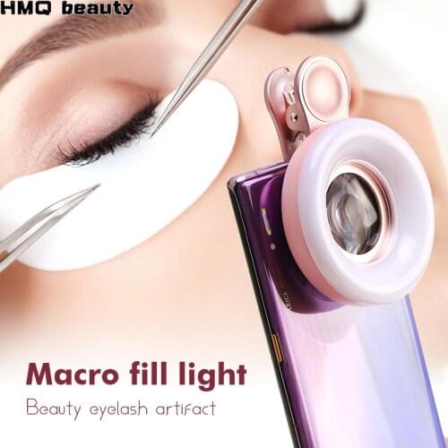 15X Macro Lens HD Photography Fill Light for Eyelash Extensions makeup Phone Selfie Lamp LED Universal Ring Flash Clip Light