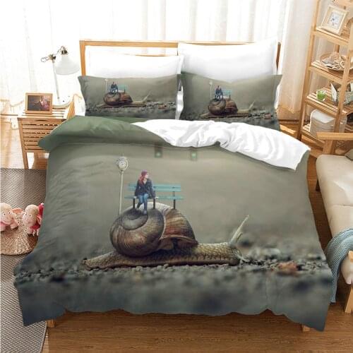 2/3 Pcs Animal Series Duvet Cover King Queen Single Bedding Sets 3D Printing Bed Set Snail Bear Goldfish Quilt Comforter Cover
