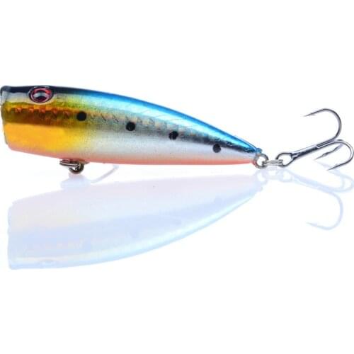 2PCS Topwater Popper Fishing Crankbait Hard Plastic Fishing Lures Treble Hooks Fishing Bait 6.5cm 10g