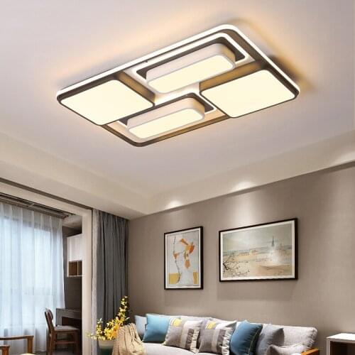 Ceiling chandelier led living room bedroom ceiling lamp 220 V intelligent dimming indoor simple rectangular lighting