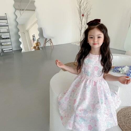 21 kids summer dress baby pink colour girls clothes size 100-150 cotton kids clothes