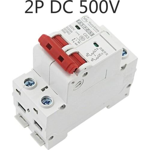 2P DC 500V Solar Mini Circuit Breaker 6A/10A/16A/20A/25A/32A/40A/50A/63A DC Air Switch MCB